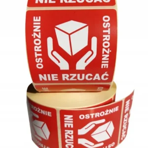 OSTROŻNIE NIE RZUCAĆ etykiety naklejki szkło x1000