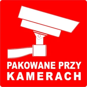 PAKOWANE PRZY KAMERACH etykieta naklejka 1000 szt na paczki palety kurier