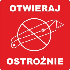 OTWIERAJ OSTROŻNIE kurier etykieta naklejka X1000