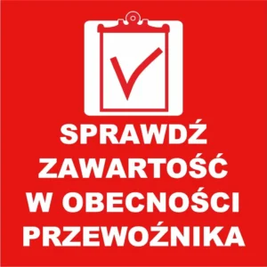 SPRAWDŹ ZAWARTOŚĆ w obecności przewoźnika etykiety naklejki kurier x1000szt